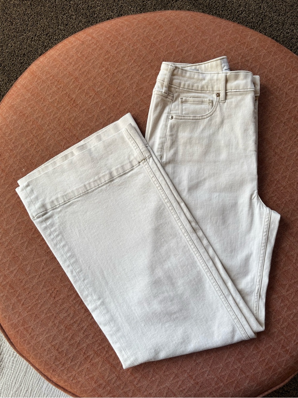 White House Black Market Cream Extra High-Rise Wide Leg Jeans